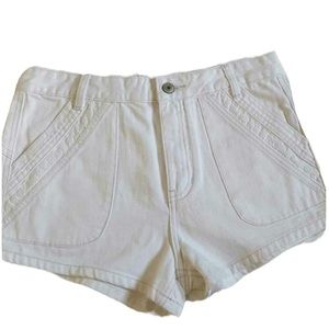 FREE PEOPLE Sweet Surrender White Denim Lace High Rise Cotton Jean Shorts